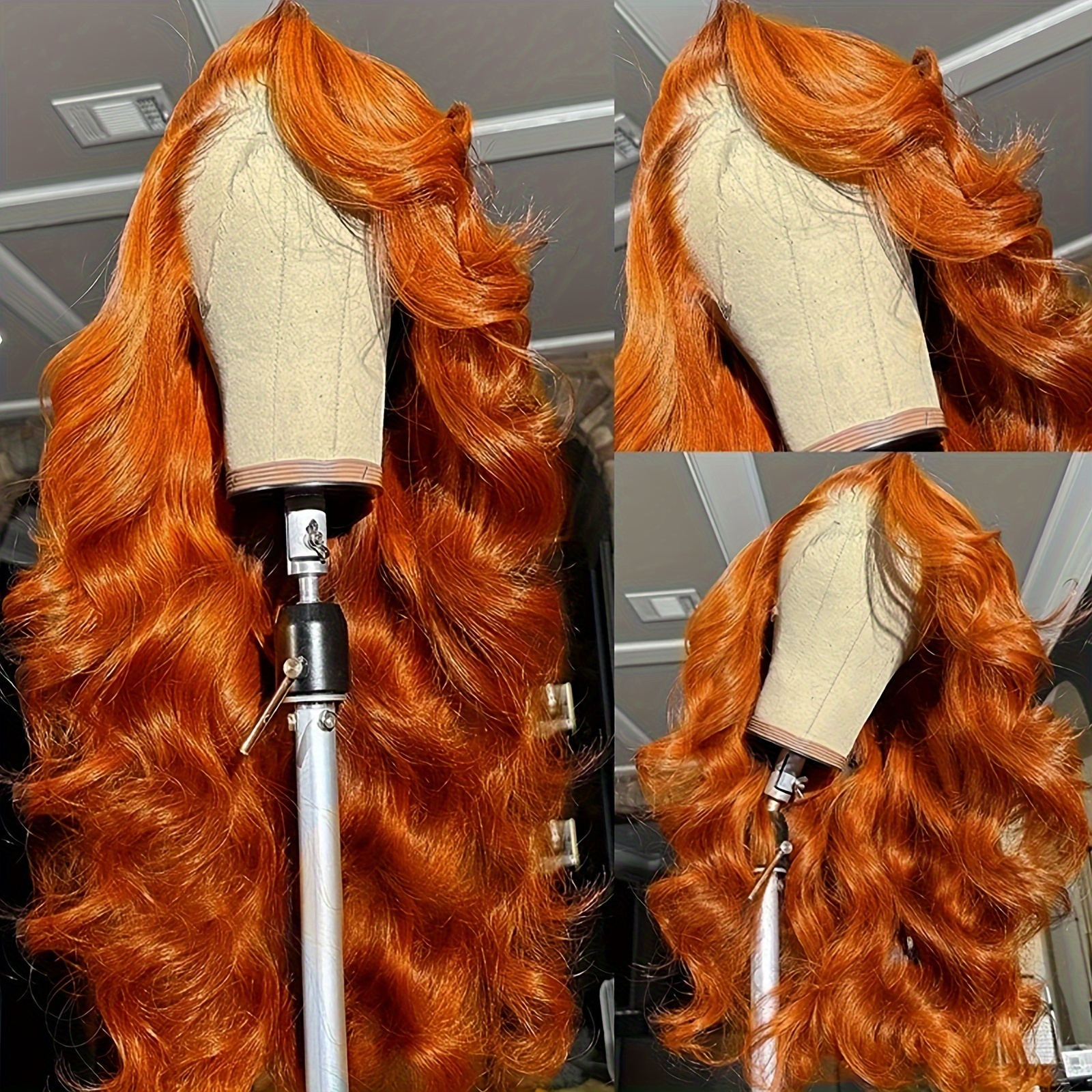 

13*4 (26inch) Lace Wigs Ginger Orange Lace Front Wigs Long Wigs Loose Wave Glueless Lace Wig Synthetic Heat Resistant Fiber Wig With Baby Hair Natural Wavy
