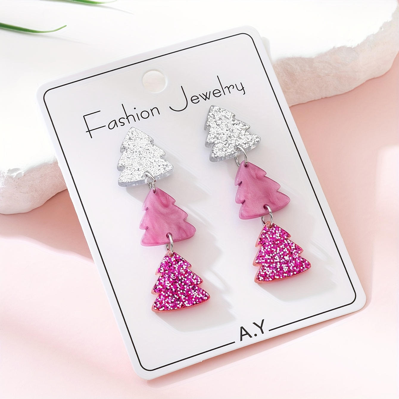 TEMU A Pair Of Colorful Christmas Tree Designed Drop Earrings For Women, Perfect Decoration For Holiday Parties