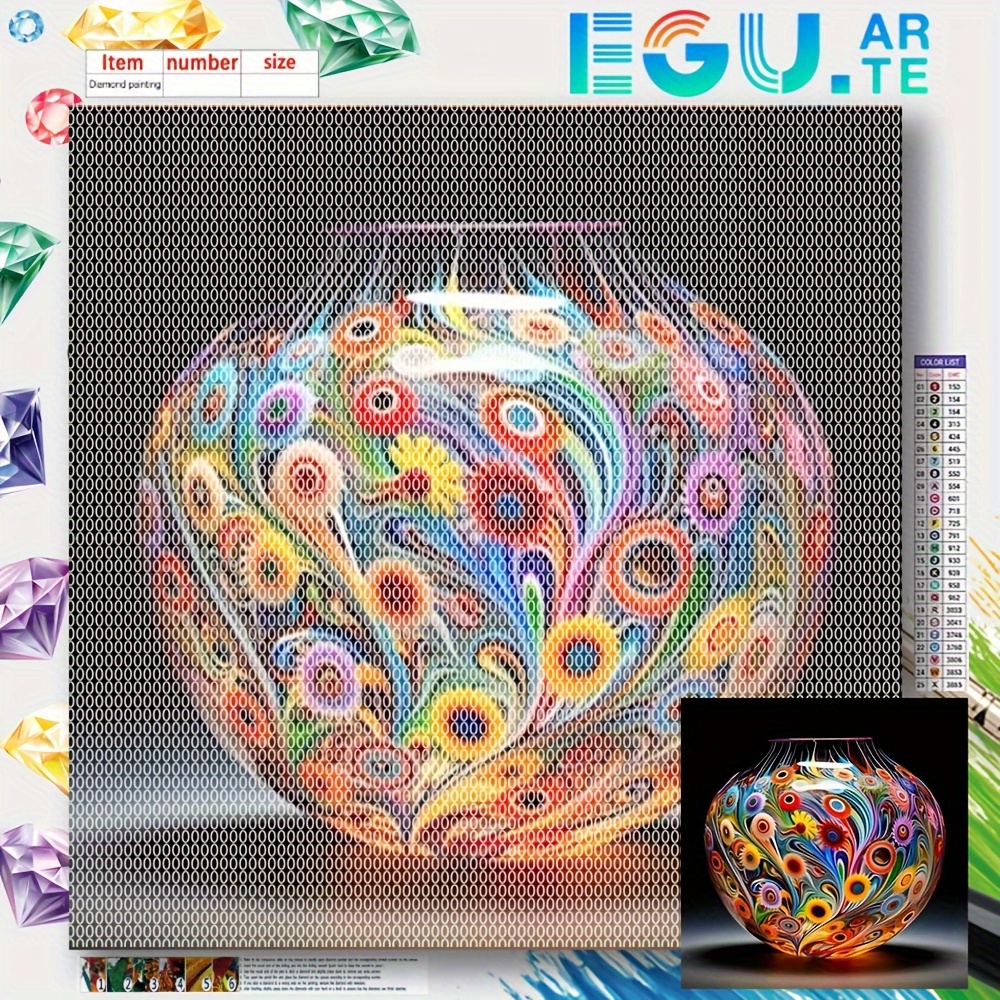 

1 Piece 5d Diy Painting Kit - Abstract Vase Round Diamond Art Home Wall Decor - Perfect Gift Idea For Hobbies