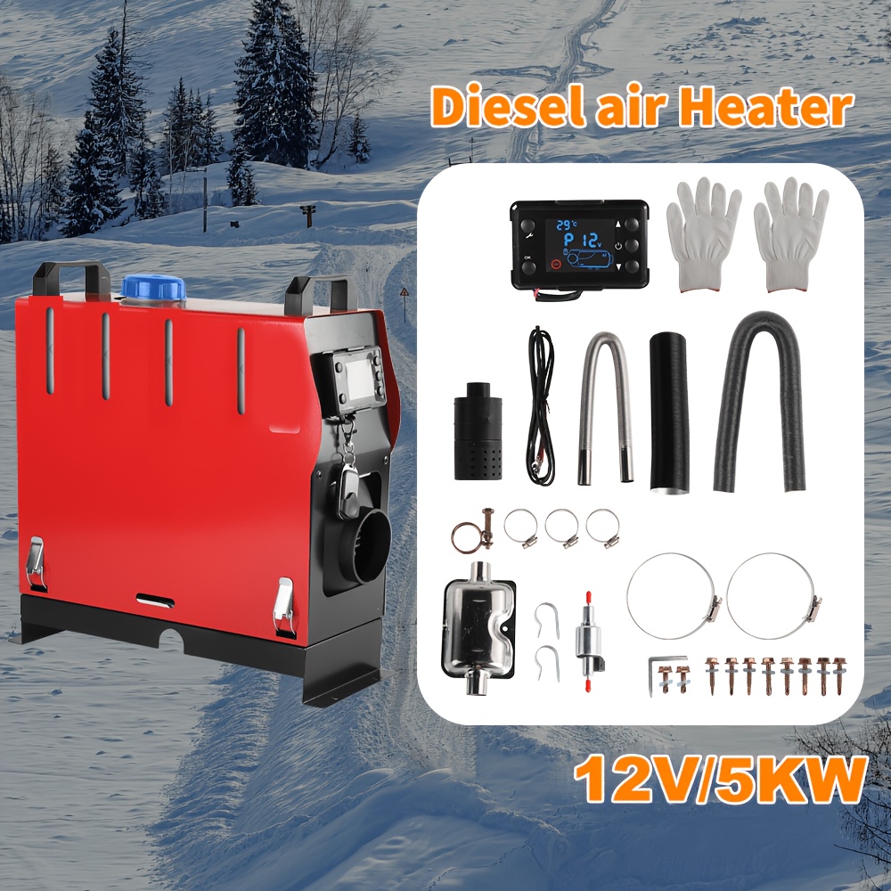 TEMU 12v-5kw Air Heater -one Heater Single Hole Parking Heater 4l Tank With Lcd Switch For Car Boats Truck Motorhome Suv Rv, Without Battery