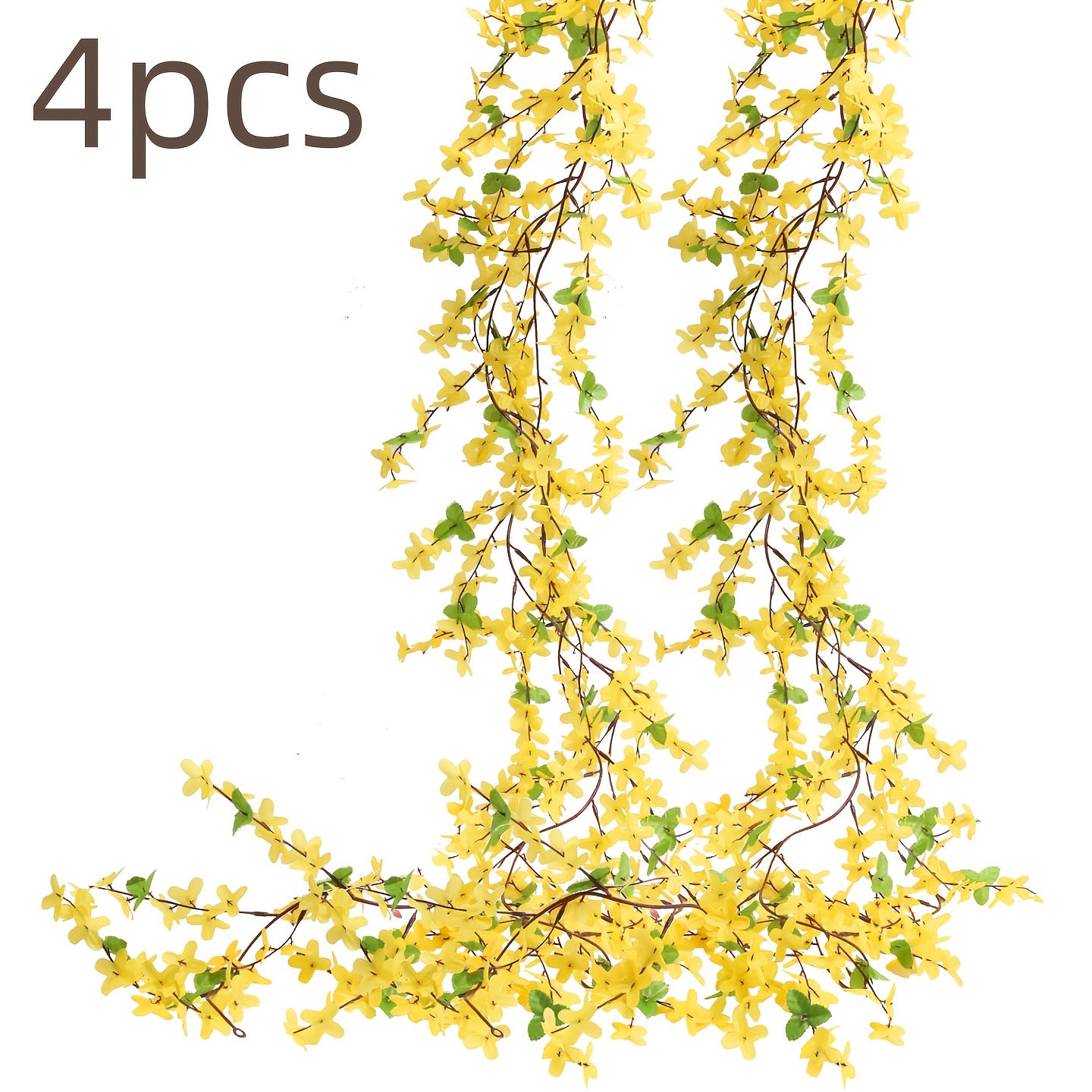 

4pcs 23.6ft/7.2m Silk Flower Garland Spring Garland Decor Fake Hanging Vines For Home Wall Home Party Wedding Indoor Outdoor Bedroom Wedding Decoration