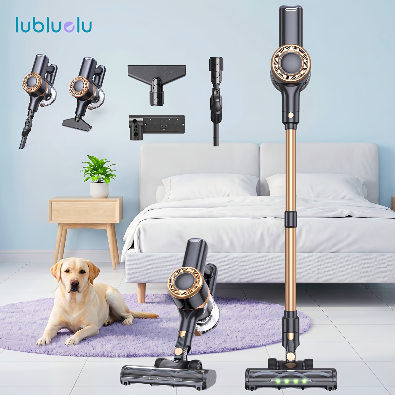 TEMU Lubluelu Cordless Vacuum Cleaner 6-in-1 Stick Vacuum Suitable For Carpet, Tile Floors, Pet Hair Removal With 50 , 60kpa Powerful Suction,