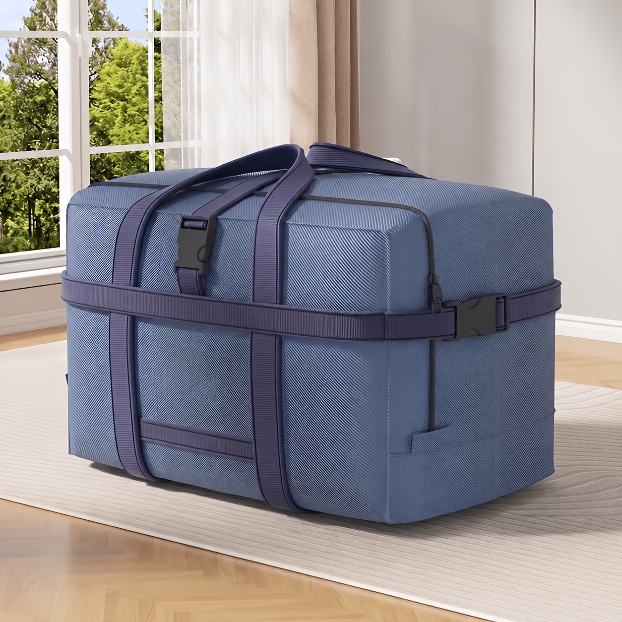 TEMU Black Heavy-duty Extra Large Moving Bag, Heavy-duty With Zipper And Handles, Durable Storage Bag, Moving Carton, Suitable For Wardrobe