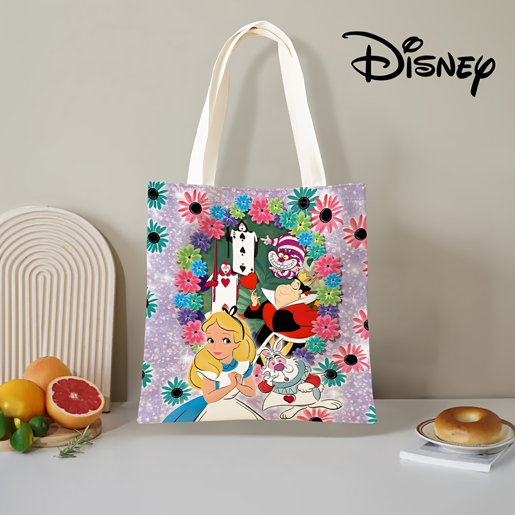 TEMU 1pc "" & Canvas Tote Bag - Large Capacity, & Design, Washable & Foldable, Lightweight One-shoulder Reusable Shopping Bag - Ideal For Daily Commuting & Gifting