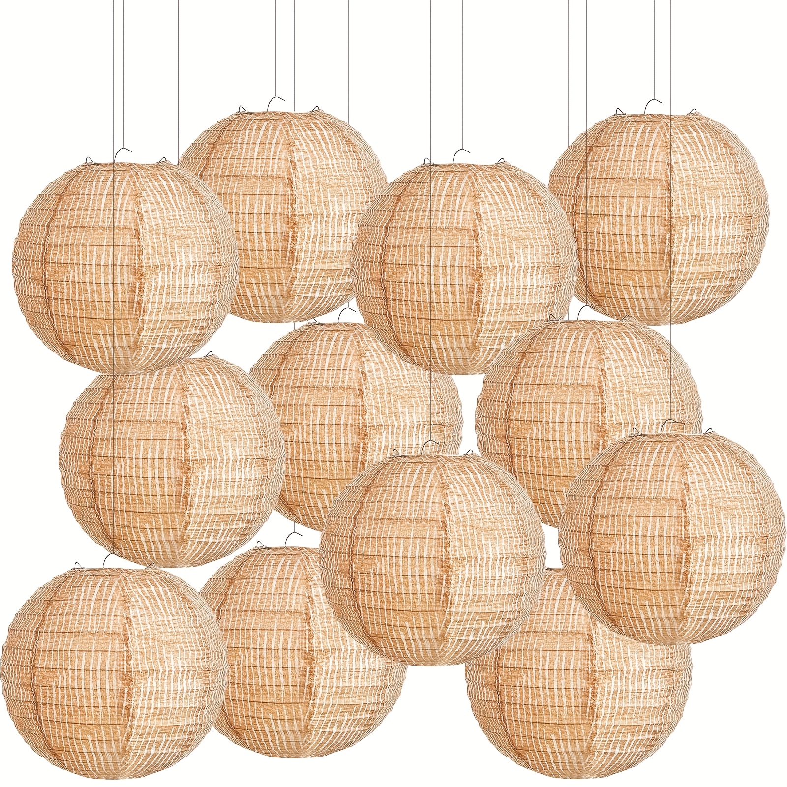 TEMU 12pcs Pack 12pcs 8-inch Chinese Hanging Paper Lanterns With Bohemian Farmhouse Decor Suitable For Weddings, Birthdays, Bridal Showers,