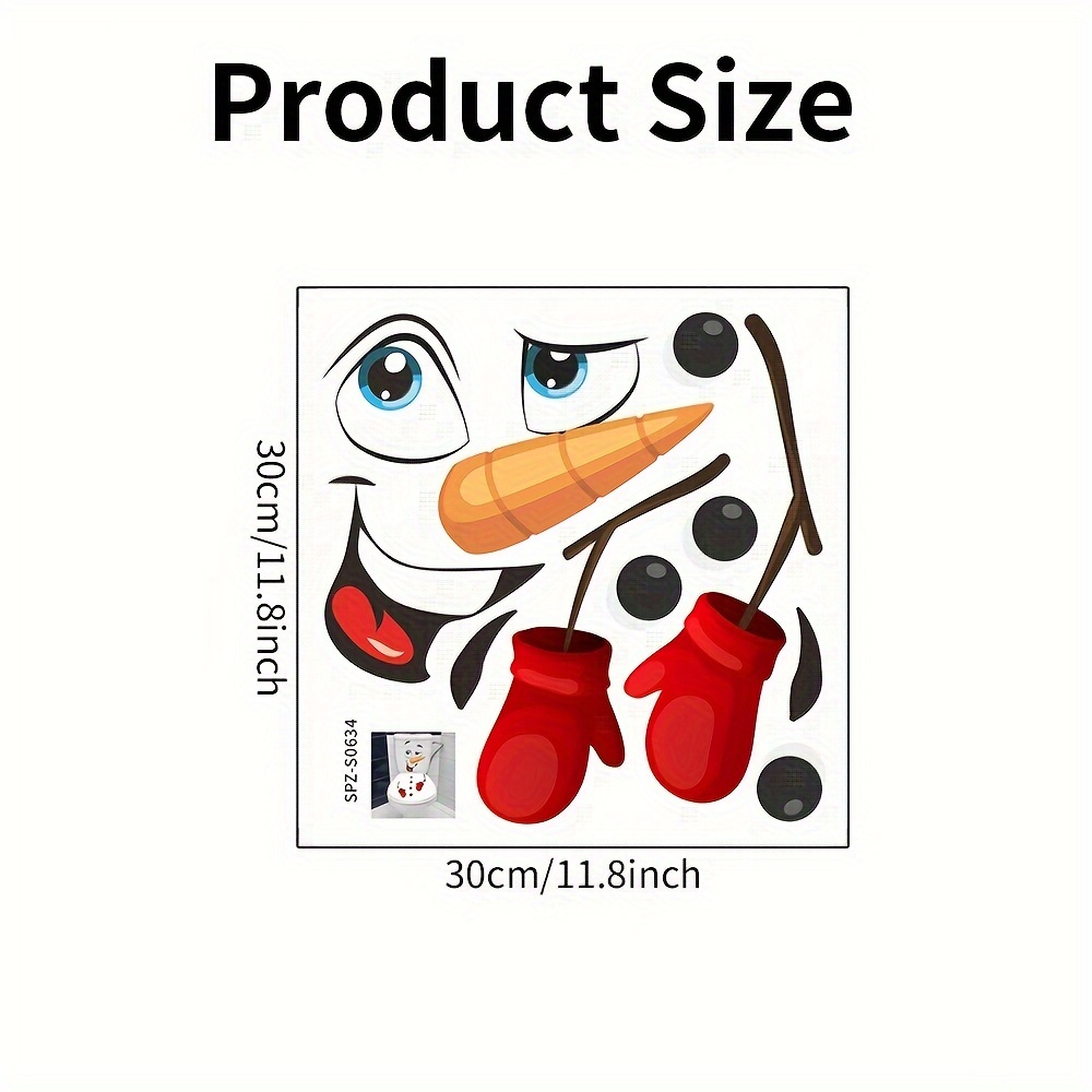 TEMU -inspired Self-adhesive Vinyl Snowman Toilet Seat & Bathroom Wall Sticker - Glossy, & Stick For ' Bathrooms, Christmas Winter Decorations, Face