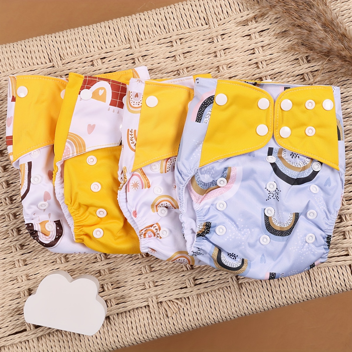 

4pcs/set Baby Cloth Diaper Waterproof Toddler Cloth Nappy Pocket Diapers Fit 3-15kg Baby