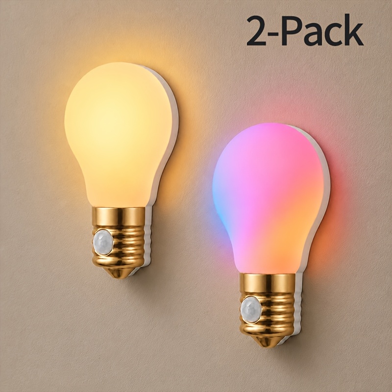 Rechargeable Motion Sensor Night Light, Bulb Shaped Wall Lamp
