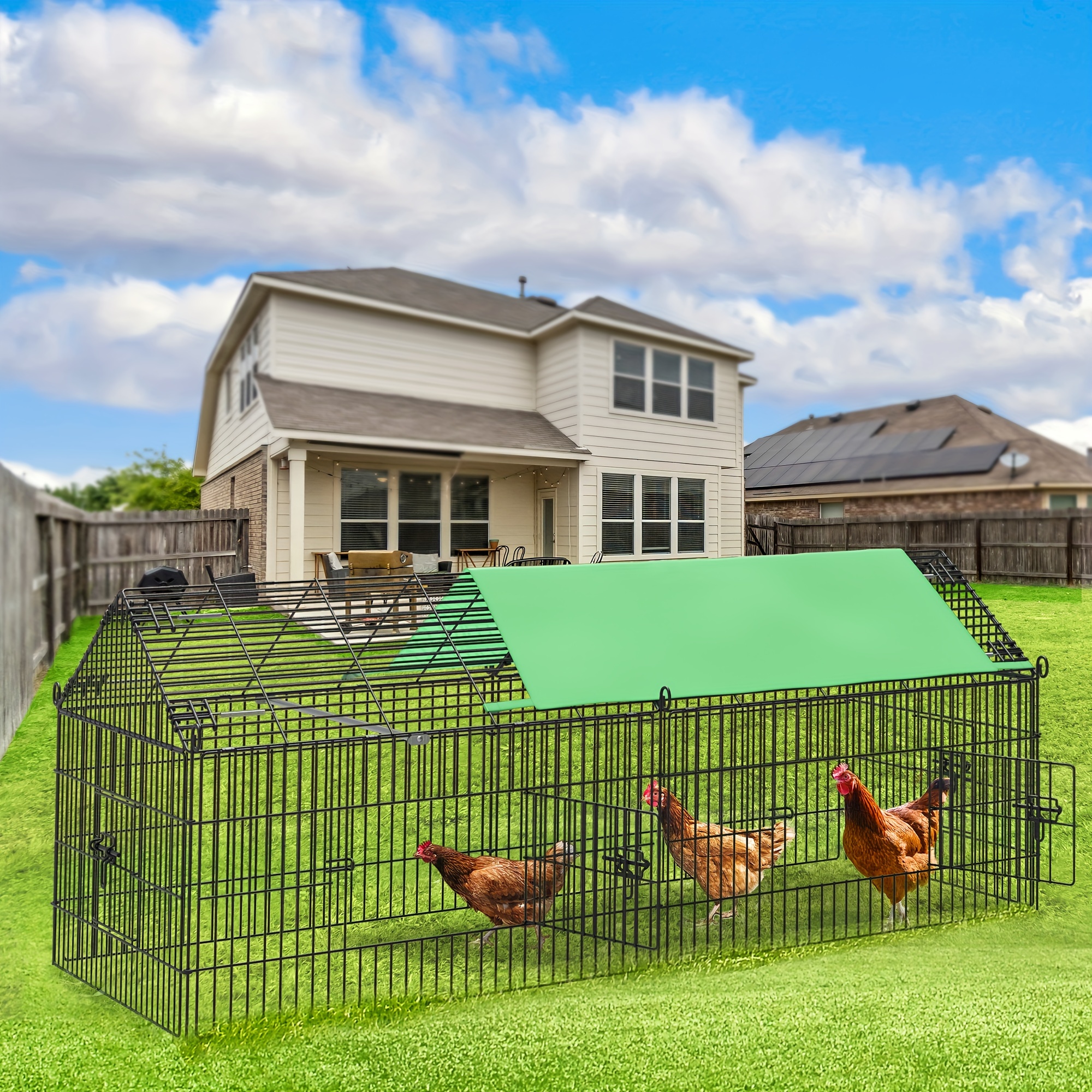 

Yarsca Metal Chicken Coop, Large Rabbit Enclosure Pen Pet Playpen With Waterproof Cover For Yard Backyard Farm Hen Rabbit Duck