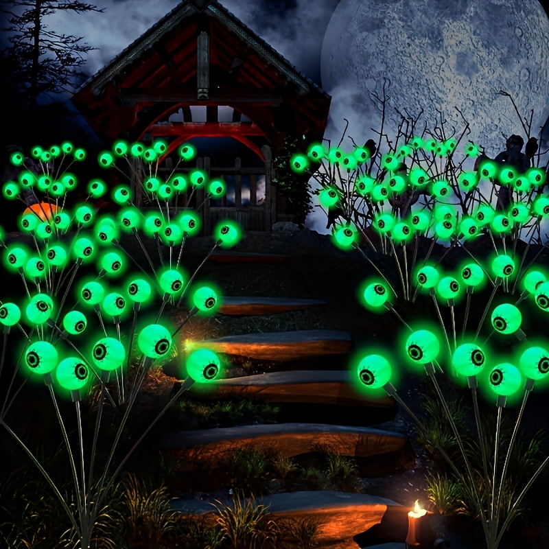 1pc Outdoor Eyeball Lights With 6/8 Heads - Scary Swaying Firefly & Decorations, Stake-mounted Green Hanging Suitable For Garden, Yard, Patio, Pathway, Spooky Party Decorations (no)
