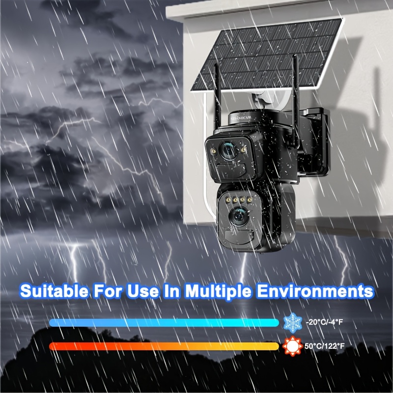 Wireless Outdoor Security Camera with Dual Lenses And Screens, Featuring 1296P Resolution, 5G Wifi, Solar Power, 360° View, Spotlight Color Night Vision, PIR Sensor, Auto Tracking, TF Card/Cloud Storage, And Two-Way Audio