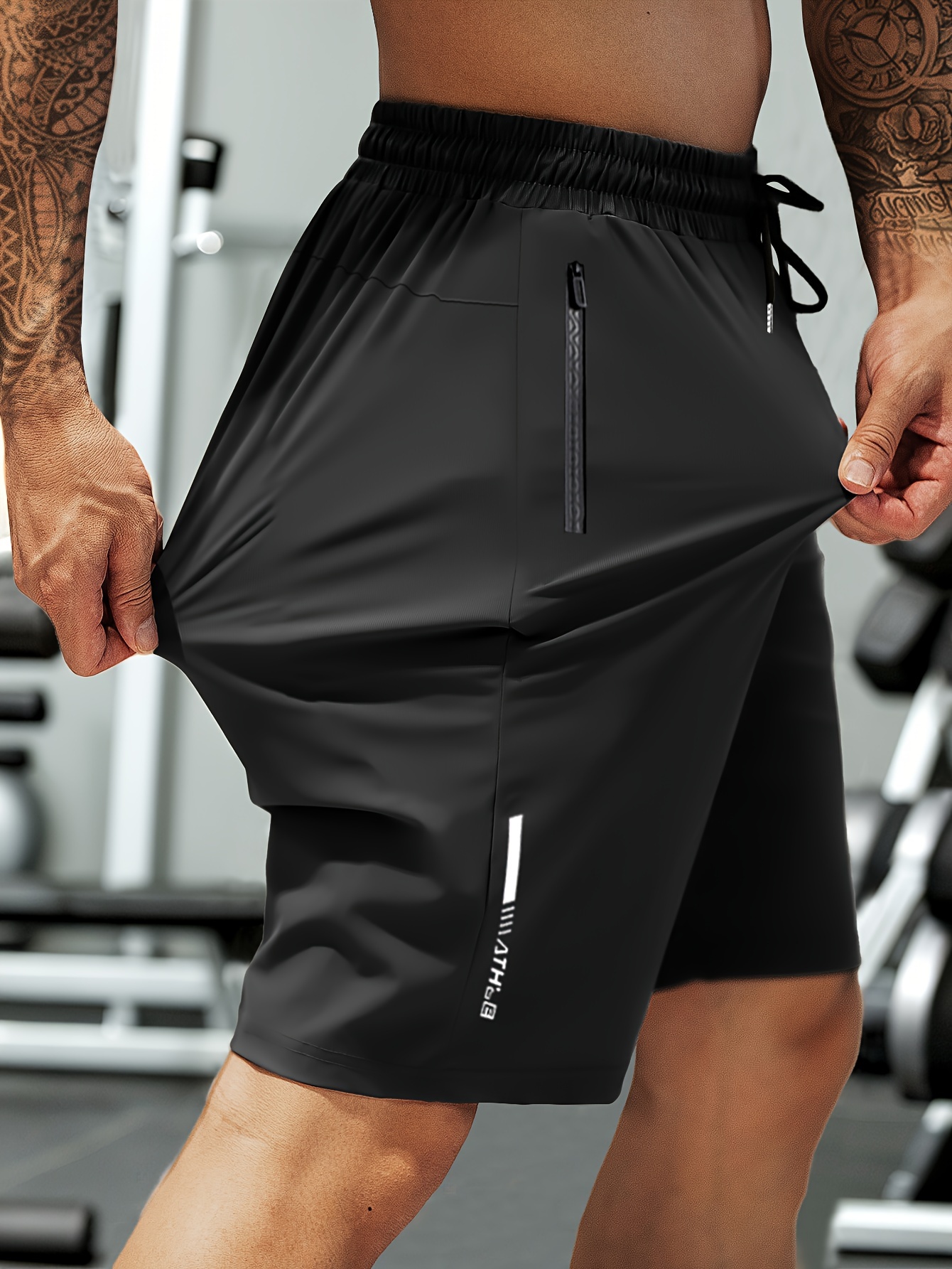 mens high elasticity summer shorts drawstring outdoor breathable nylon spandex gym hiking shorts