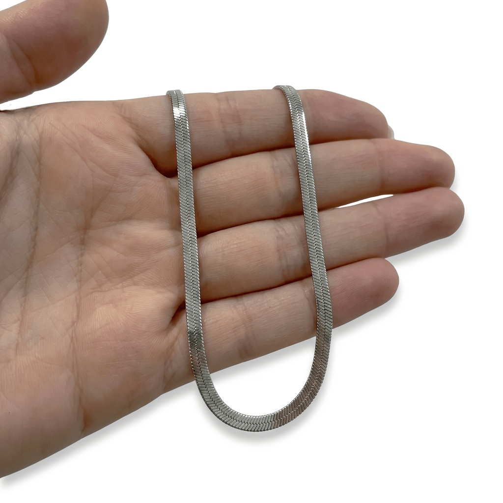 Men's Silvery Flat Snake Chain Necklace — 23 Inch
