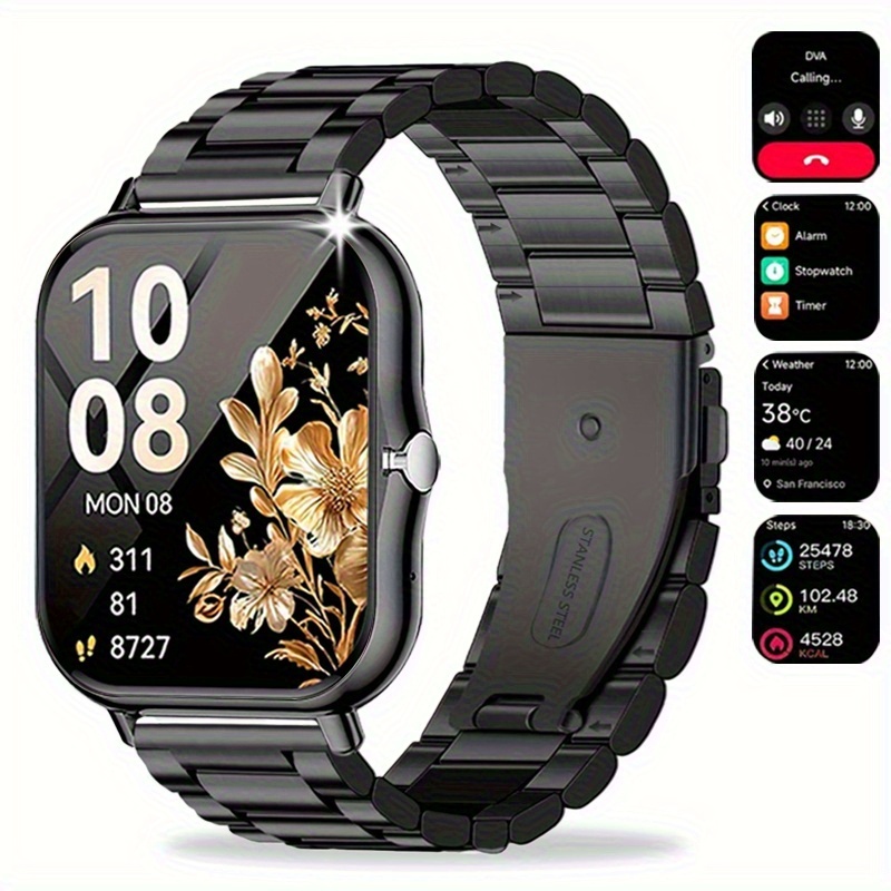 Montre Connectée Compatible Android & iPhone avec Appels Sans Fil, Écran Tactile Intégral, Plus de 100 Modes Sportifs, Boîtier en Alliage, Téléphone Sans Fil Adapté aux Hommes et Femmes, Tracker de Fitness Cadeau pour Smartphone iPhone/Android