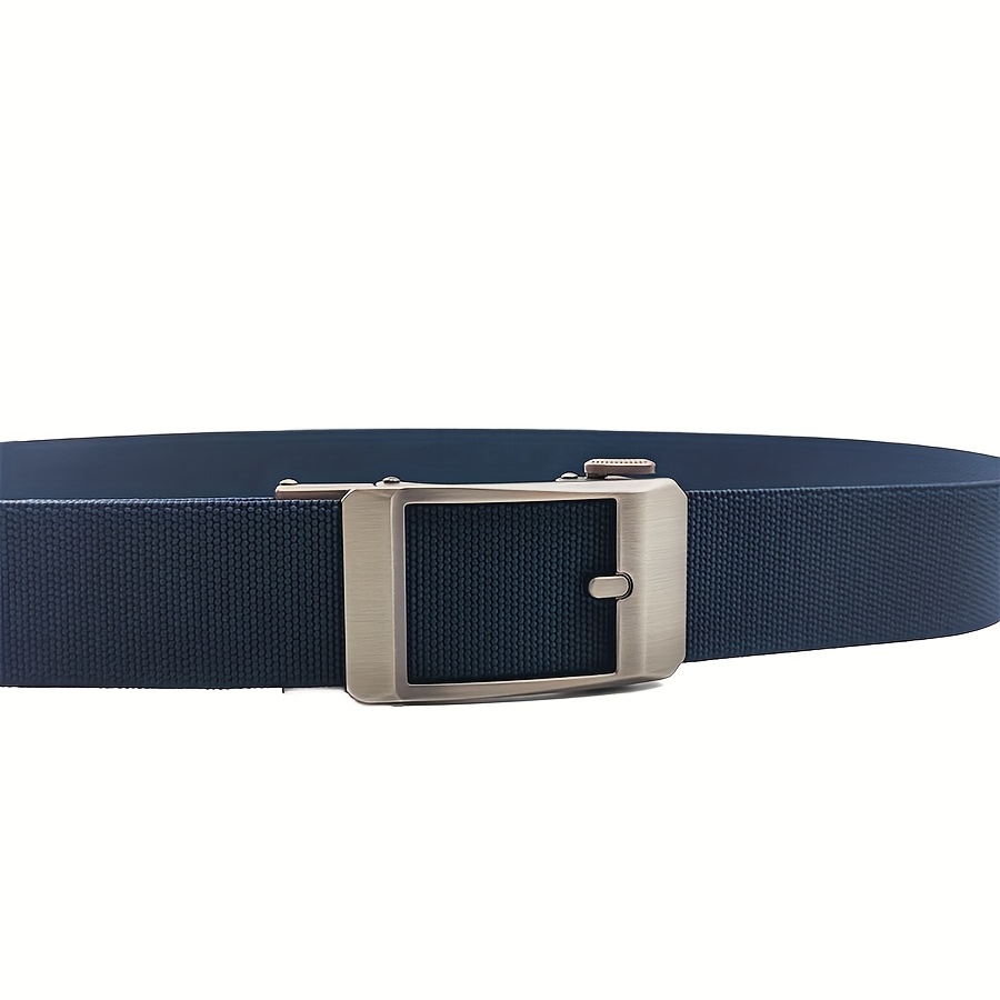 Stylish Navy Knit Automatic Buckle Belt for Men