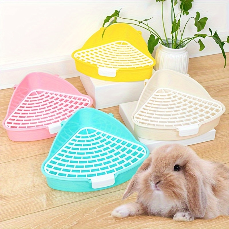 

Triangle Rabbit Litter Box - Durable Plastic Pet Toilet For Small Animals, Ideal For Guinea Pigs & Hamsters Portable Toilet For Dogs Rabbit Toilet