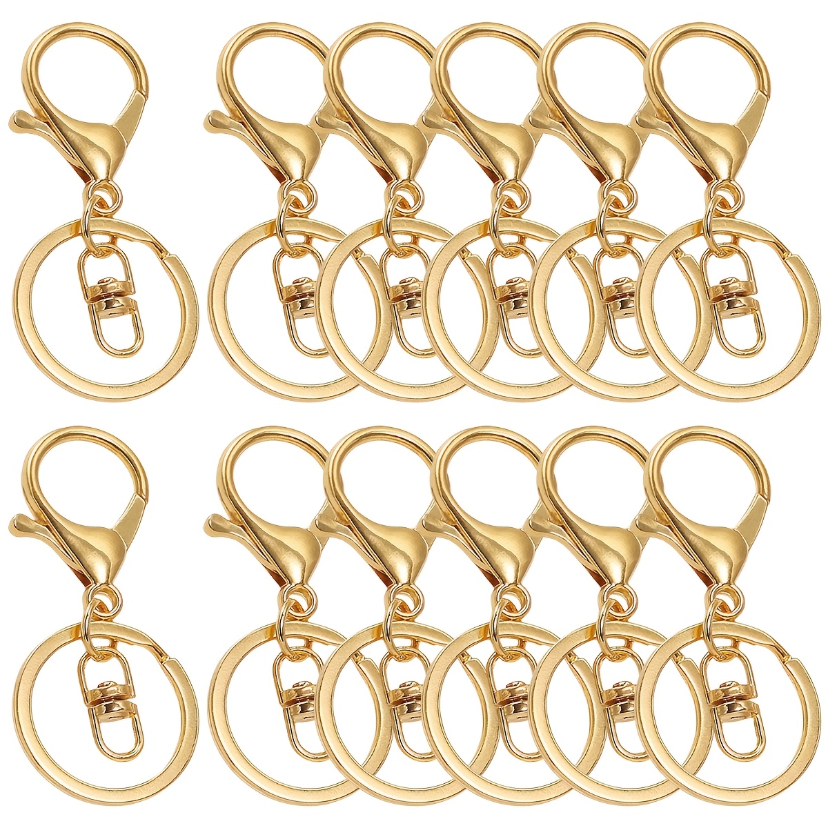 TEMU 12pcs Clasps Keychain, With Flat Keychain Ring Swivel Clip, For Keychains, Lanyard, Purse, Crafting And Gift Making