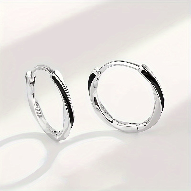 s925 minimalist mens and womens hypoallergenic pure silvery earrings   daily Product details 2