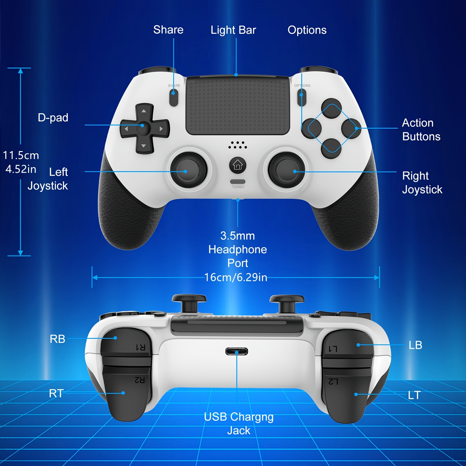 Wireless Game Controller for PS4, Slim, Pro, And PC Featuring Hall Effect Joysticks, a Gamepad with a 1000Mah Battery, Vibration, 6-Axis Gyro, Multi-Touch Pad, And a 3.5Mm Audio Jack