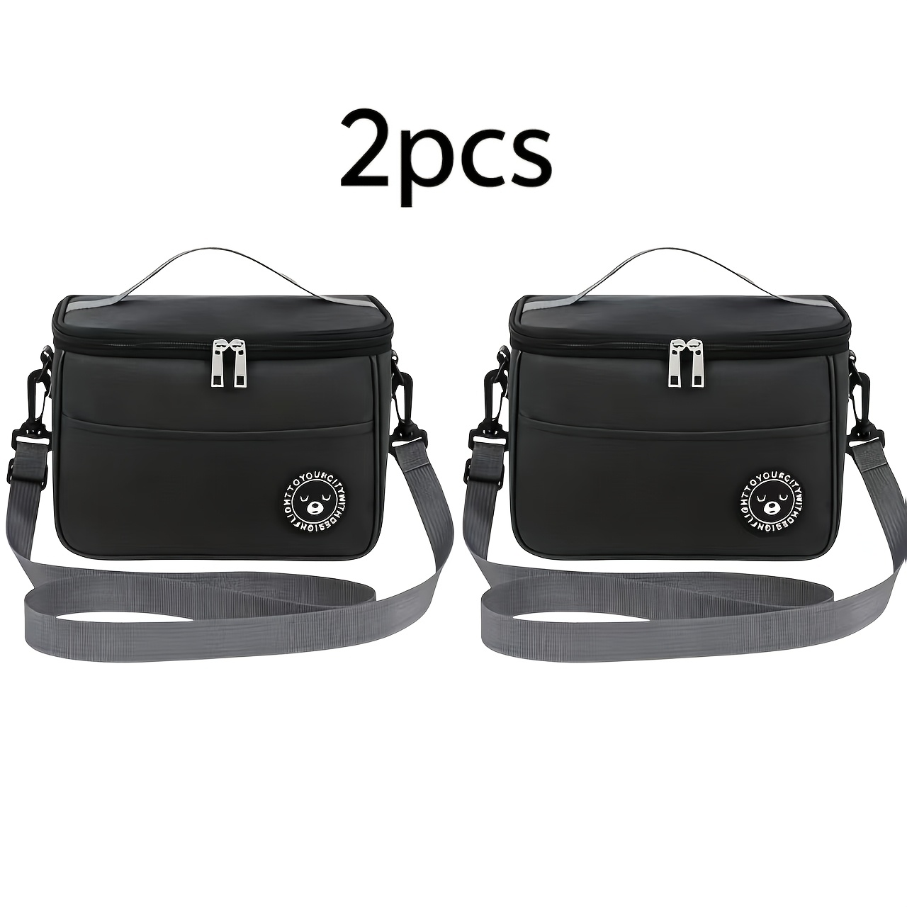 TEMU 2pcs Bear Pattern Insulated Lunch Bag - Easy To Clean And Portable, Suitable For School And Office Use - Keeps And , Non-food Contact,