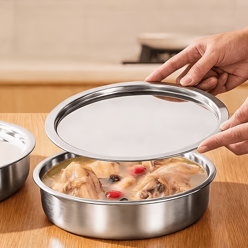 TEMU Récipient de conservation alimentaire en acier inoxydable avec couvercle, boîte à , récipient à œufs à la vapeur