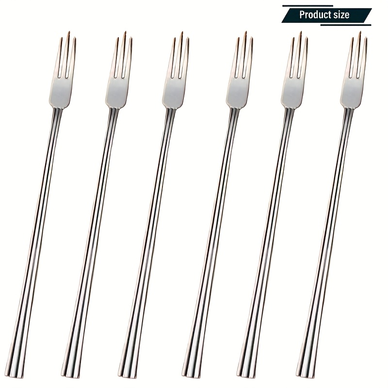 TEMU Set Of 6 Stainless Steel Fruit Forks, Designed In A Western Style, Measuring 6.8 Inches. European-style Creative Salad Forks Can Be Used As Fruit Picks, Dessert Forks, And Cake Forks