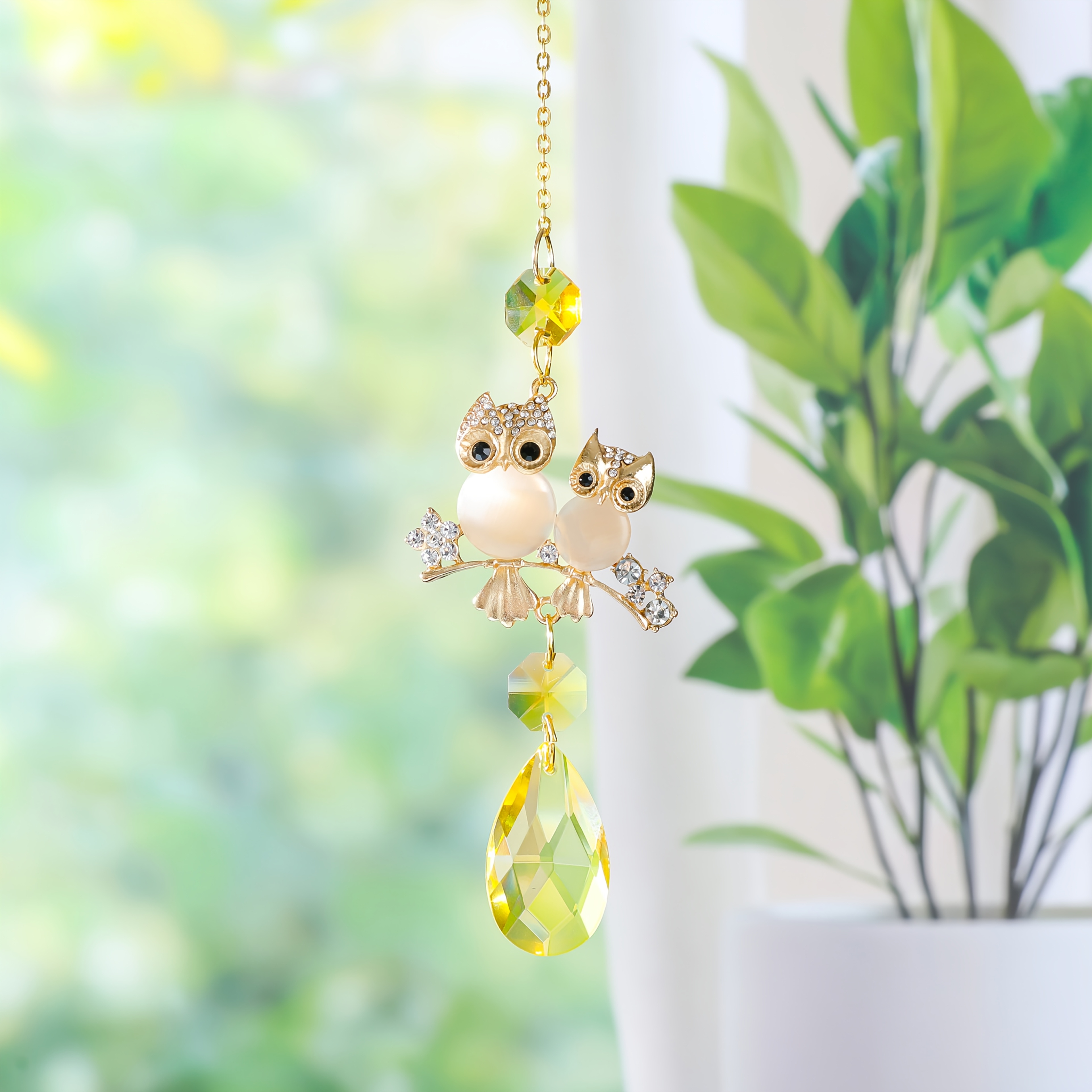 TEMU Sun Catcher Artificial Owl Crystal Wind Chime Pendant, Car Decoration Souvenir, Home Decor, Window Decoration, Garden Home Wedding Ornament, Sun