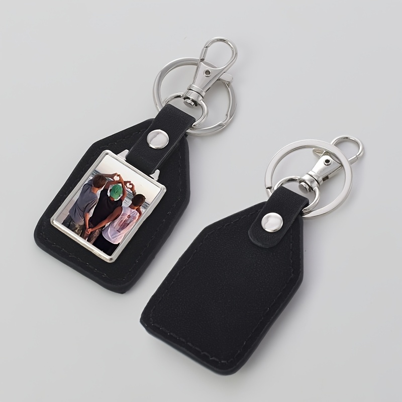 TEMU 1pc Custom Pu Keychain With Personalized Heat Transfer Printing, Custom Pattern Pu Keychain, Personalized Gift For Family, , Couples, Custom