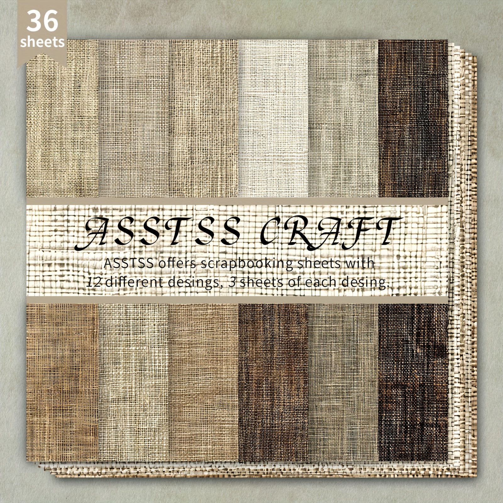 TEMU A 36-sheet Pad Of Scrapbooking Paper Featuring Natural Burlap Backing, Made From Heavyweight Cardstock Suitable For Journaling, Collage Art,