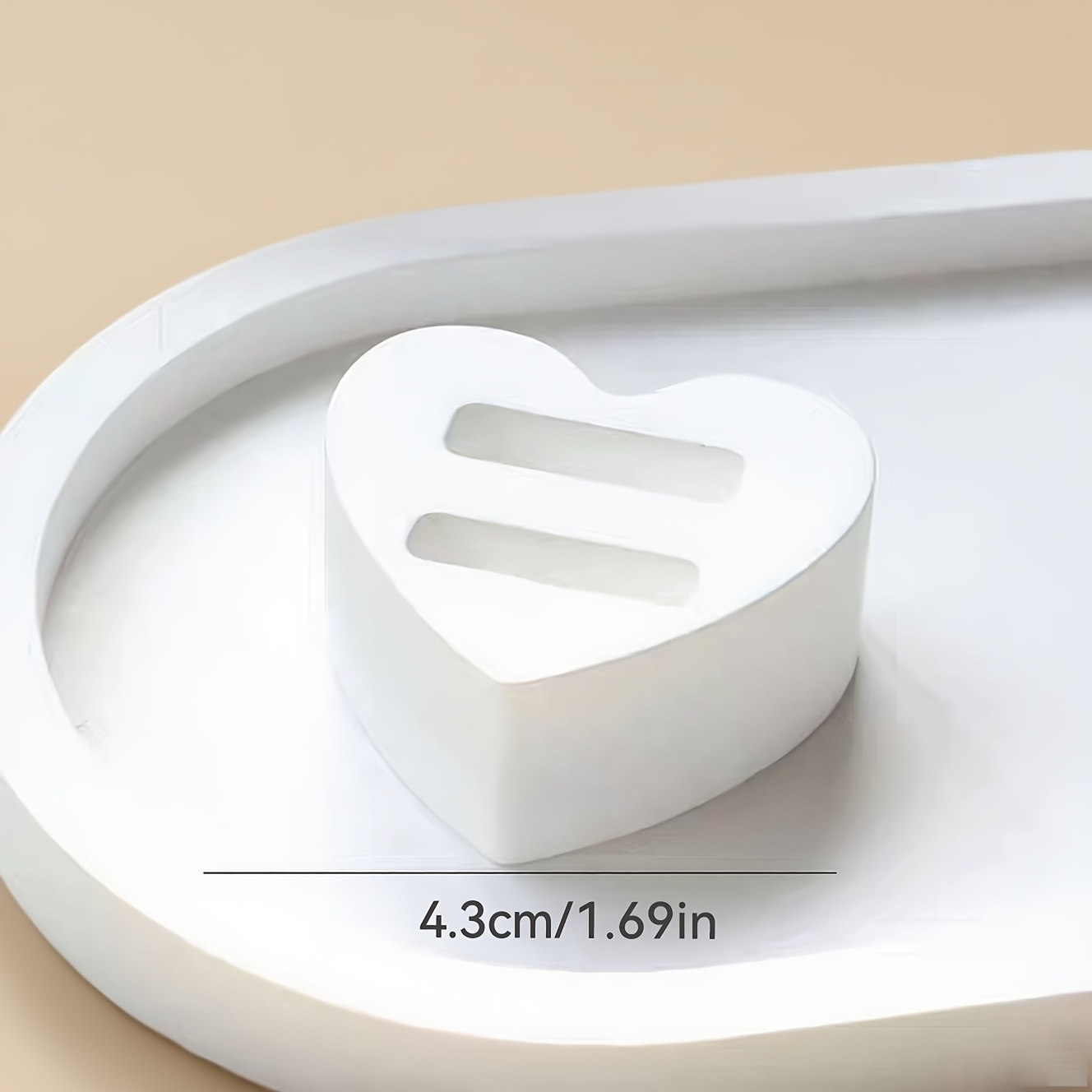 White Ring Display Stand, Heart-shaped, Square, Hexagonal, And Round Ring Holder, A Prop For Photographing And Showcasing Rings, In Multiple Sizes, Made Of Plaster, Simple And Practical, Jewelry Trays