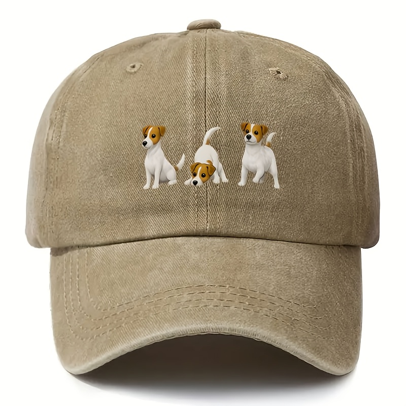 TEMU 1 Terrier-themed Washed Baseball Cap, Unisex Design, A Must-have For Couples, In Multiple Colors. This Hat Features An Adorable Cartoon Puppy