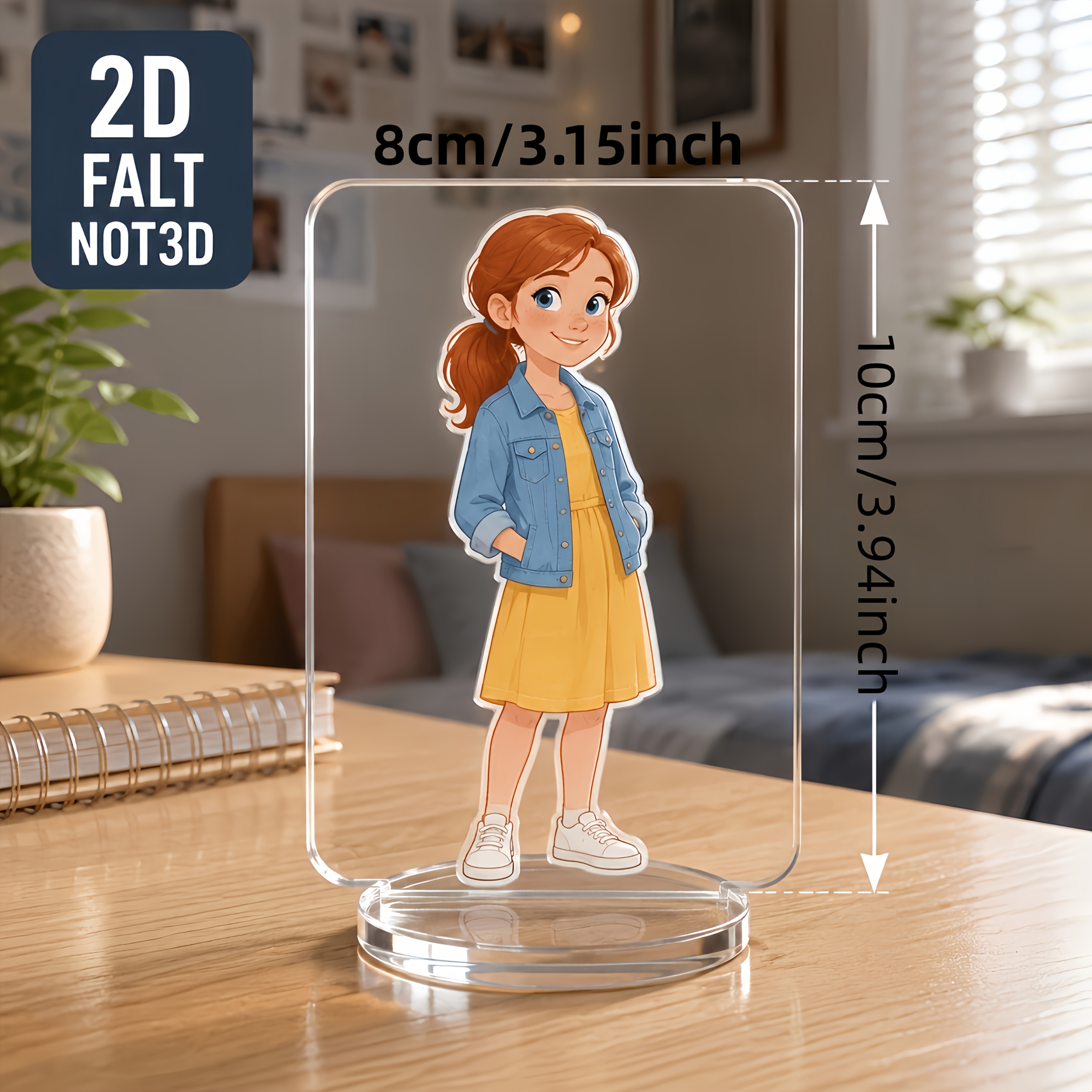 TEMU Ornamento da scrivania 2D piatto [Personalizzato] con supporto in acrilico, creazione personalizzata di immagini, per , immagini di animali