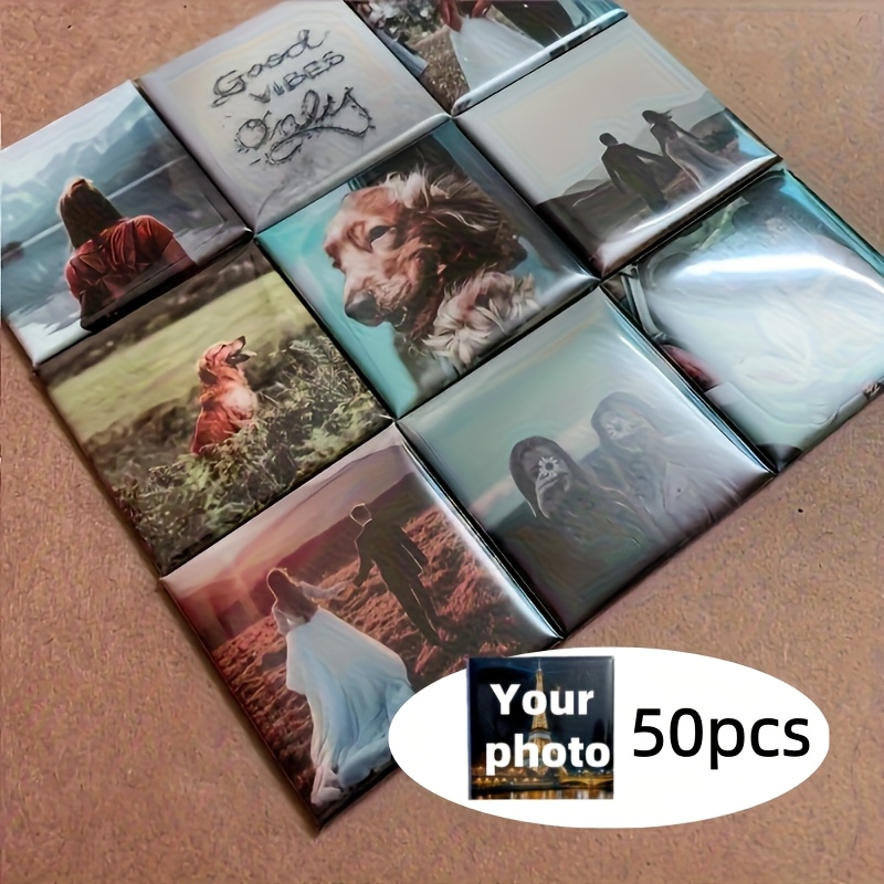 TEMU 50pcs Customizable Fridge Magnets - Ideal For Wedding Date Designs & Couple Photos, Perfect For Fridge Decor And Bridal Shower Keepsakes