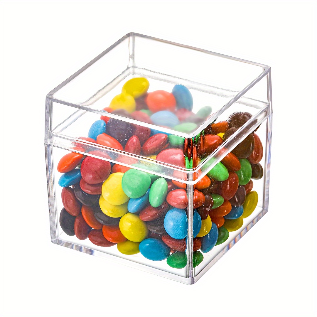 oAutoSjy 1PCS Clear Plastic Square Cube Boxes Storage Candy Box Acrylic  Boxes with Lids Decorative Small Square Storage Box Stackable Cube  Containers