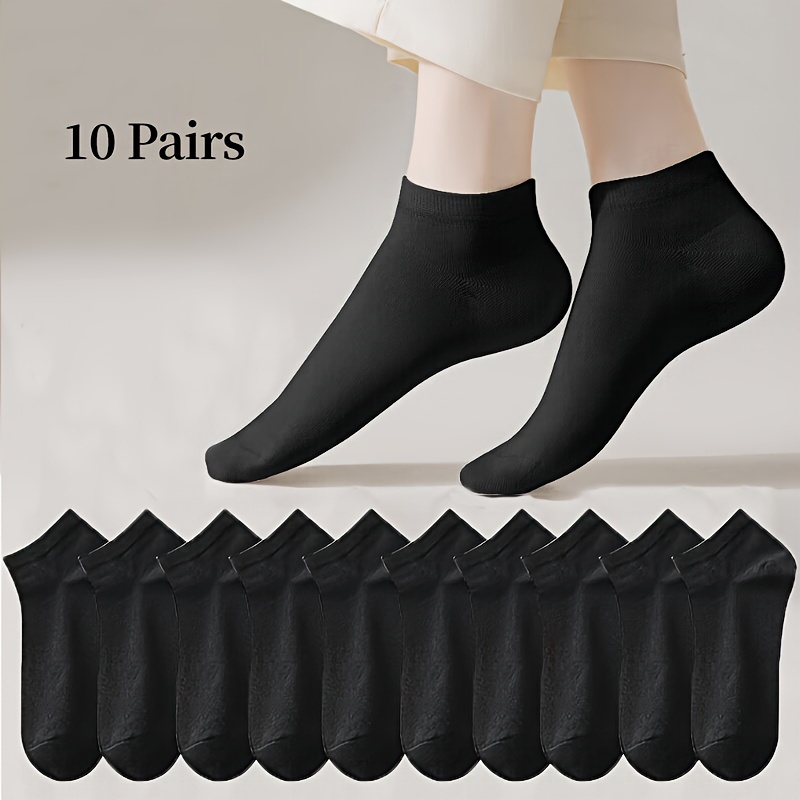 

10pcs Breathable No-show Socks - Sweat Absorbent, Fit For Sports & Casual Wear, Solid Color