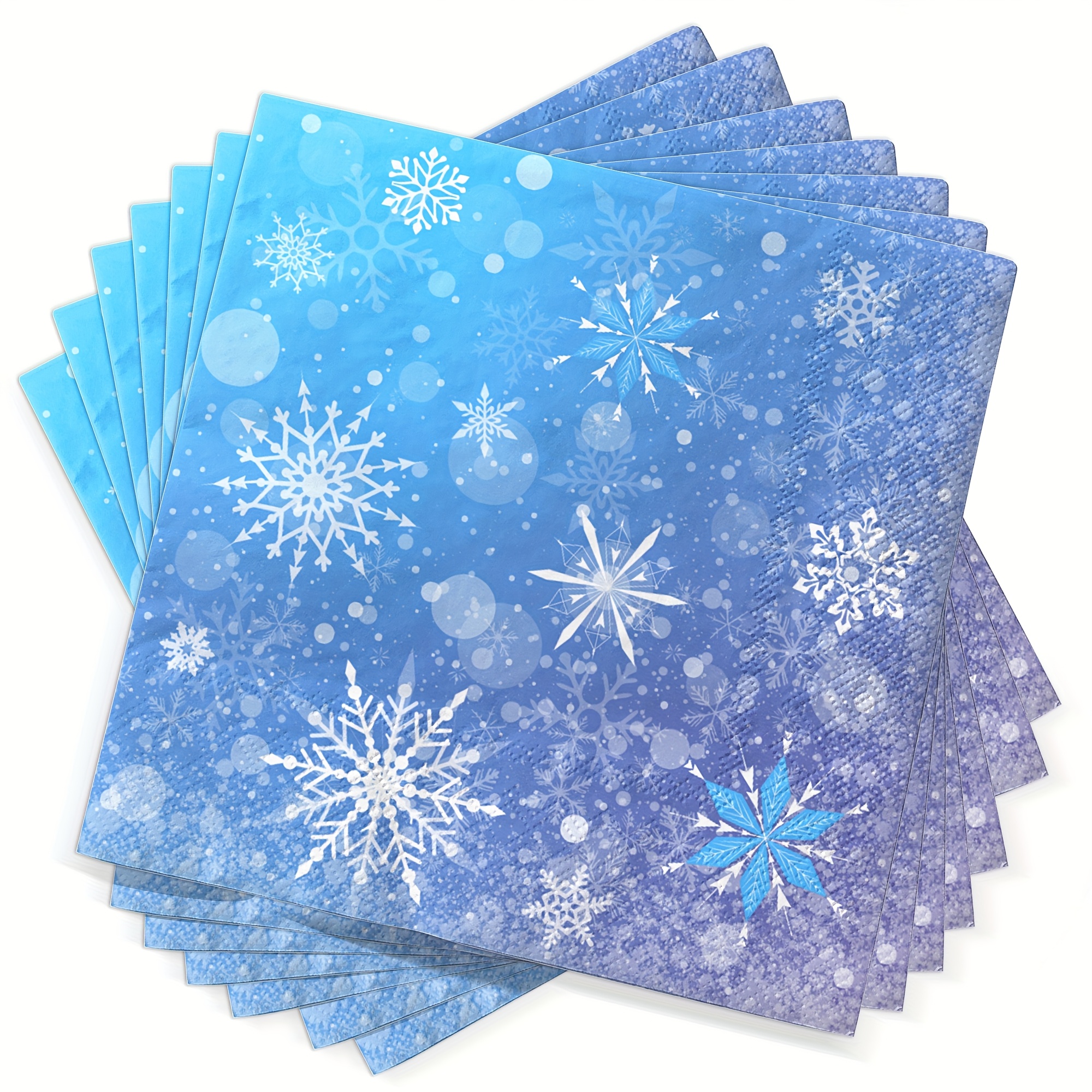 Image of 25 Blue Snowflake Napkins, Party Decorations, Party Napkins, Birthday Party Decor, Christmas Party Decoration Napkins