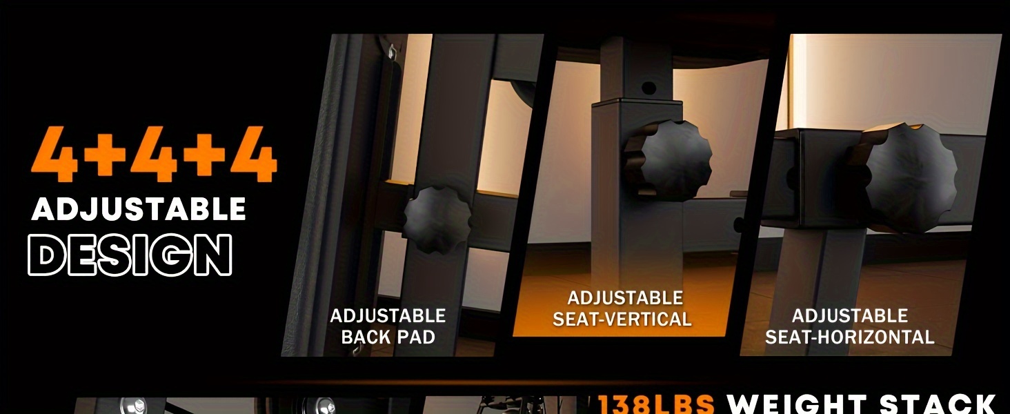 138LBS Weight Stack Home Gym Station, All In One Workout Machine For Full Body Strength Training, Multifunctional Home Gym System, Without Battery