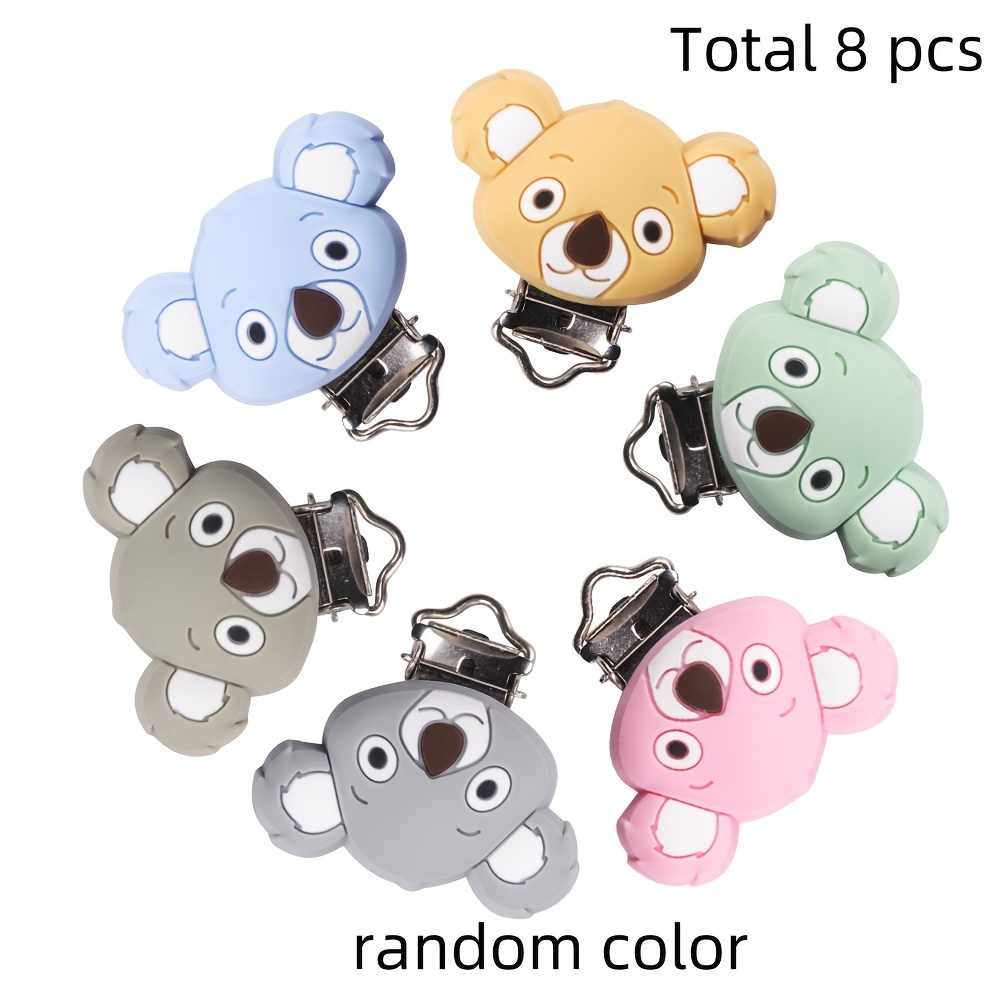 Image of 3/8pcs Silicone Clips, Cartoon Cute Koala Shape Silicone Clips, Mixed Silicone Non-slip Tape Clips, Heavy Duty Finger Clips, Fastener Clips, Beaded Chain/blanket Clip Making Additions (random Colors)