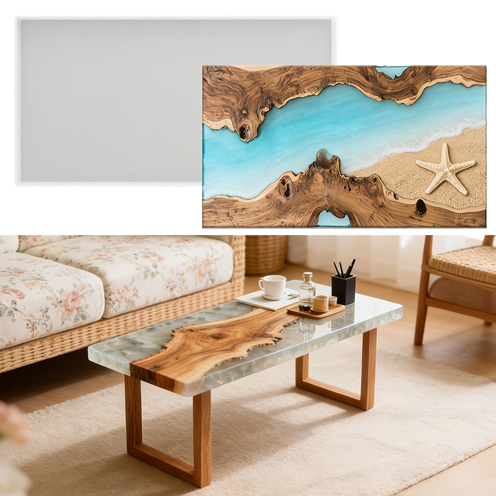 E-shop Extra große Tisch-Silikonharzformen für Epoxidharz, quadratisch, 23,2 Zoll rechteckige Epoxidharzformen für Kunst-, DIY-Kunstwerke, Büro- &