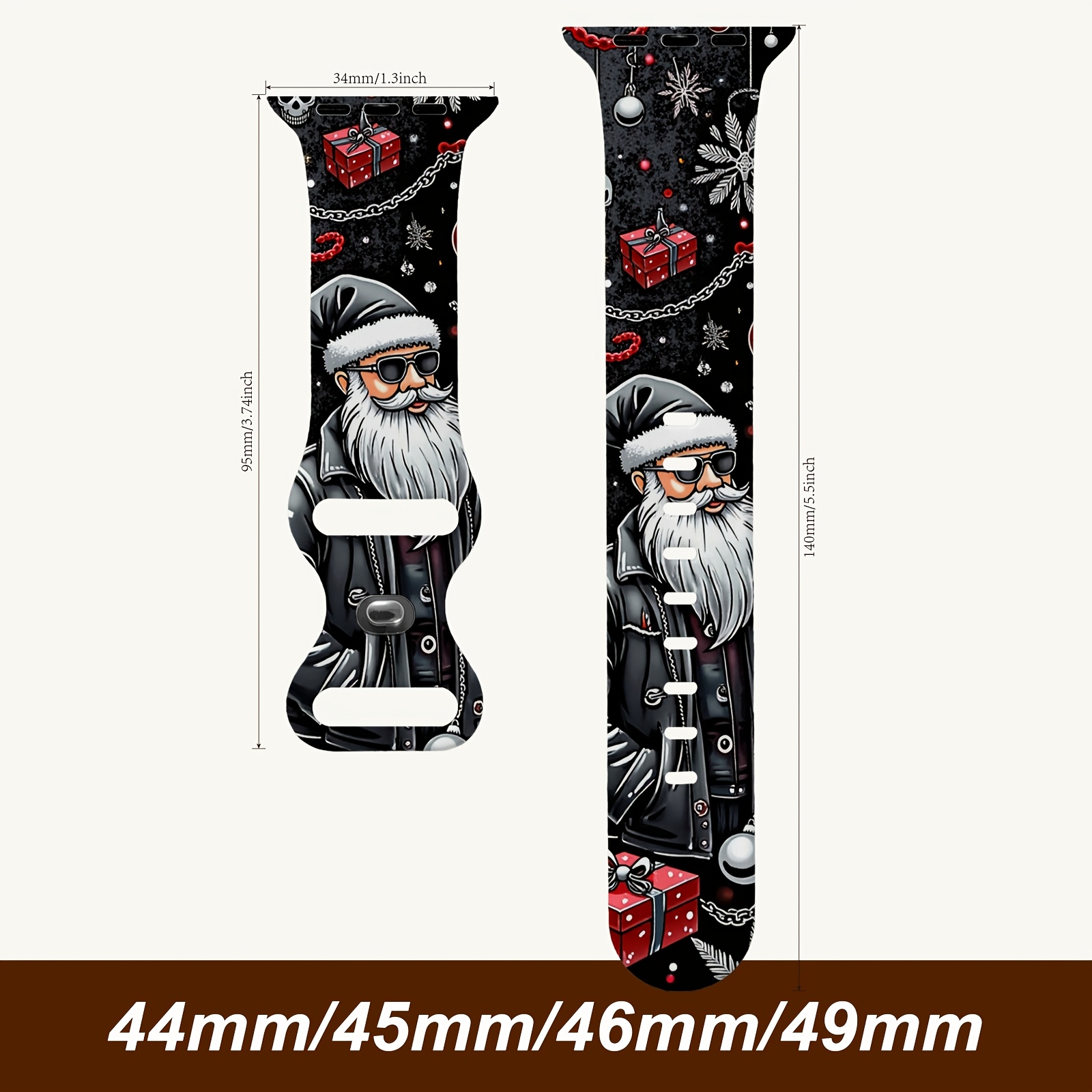 TEMU Yuletide For Series1/2/3/4/5/6/7/8/9/10/ultra/se Jesus Santa Stocking Stars Snowball Bells Merry Christmas Watch Strap Compatible With Watch