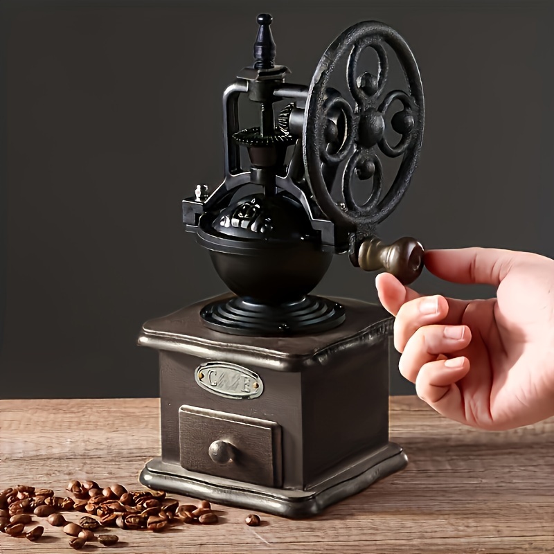 

Retro Classic Hand Shake Bean Grinder Portable Adjustable Coffee Grinder Home Mini Big Wheel Manual Coffee Machine Gifts To People