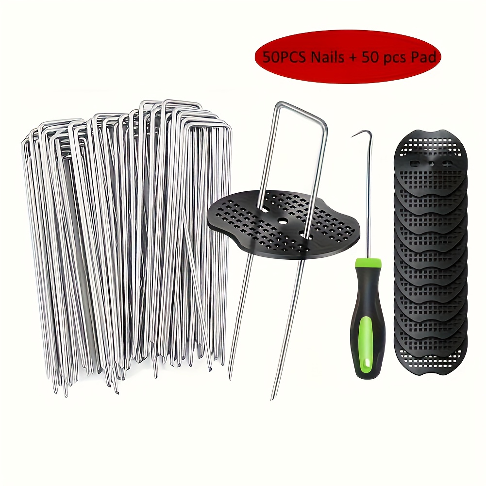 Image of 100pcs (u-shaped Ground Nail Cushion) 1 Nail Hook U-shaped Ground Nail Lawn Ground Nail Anti-grass Cloth Ground Nail Succulent Plant Fixing Tool
