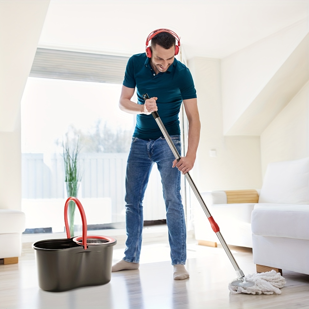 rotating mop and bucket 2 piece mop head bucket set with 360 rotatable mop 3 microfiber replacement heads and 61 inch stainless steel adjustable handle hands free cleaning for floor cleaning cleaning supplies details 2