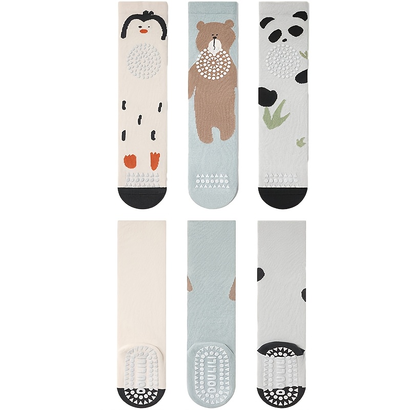 3 Pairs New Novelty Card Through-the-knee Socks Crawling Knee Pads Pointed Glue Anti-slip Socks Suitable For Boys And Girls Autumn Winter
