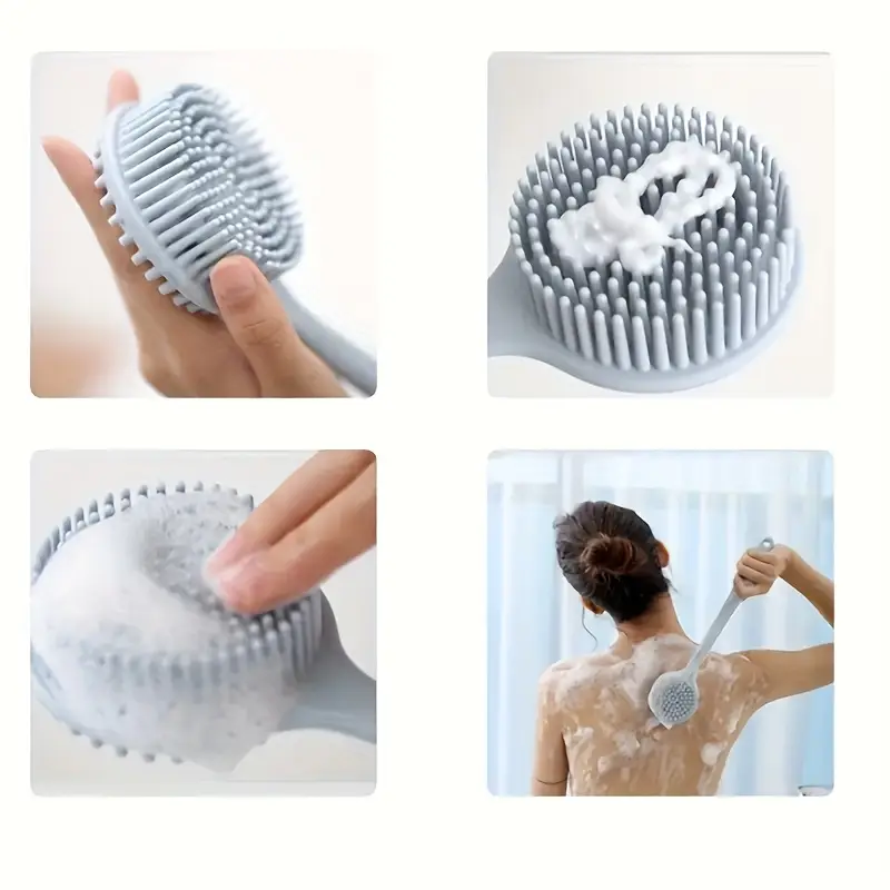 1pc ergonomic long handle silicone bath brush with soft non irritating bristles deep cleansing gentle massage sterile easy to clean enhances soap gel suitable for all light beige types durable bath accessory bath accessories shower accessory easytoclean design essential Product details 4