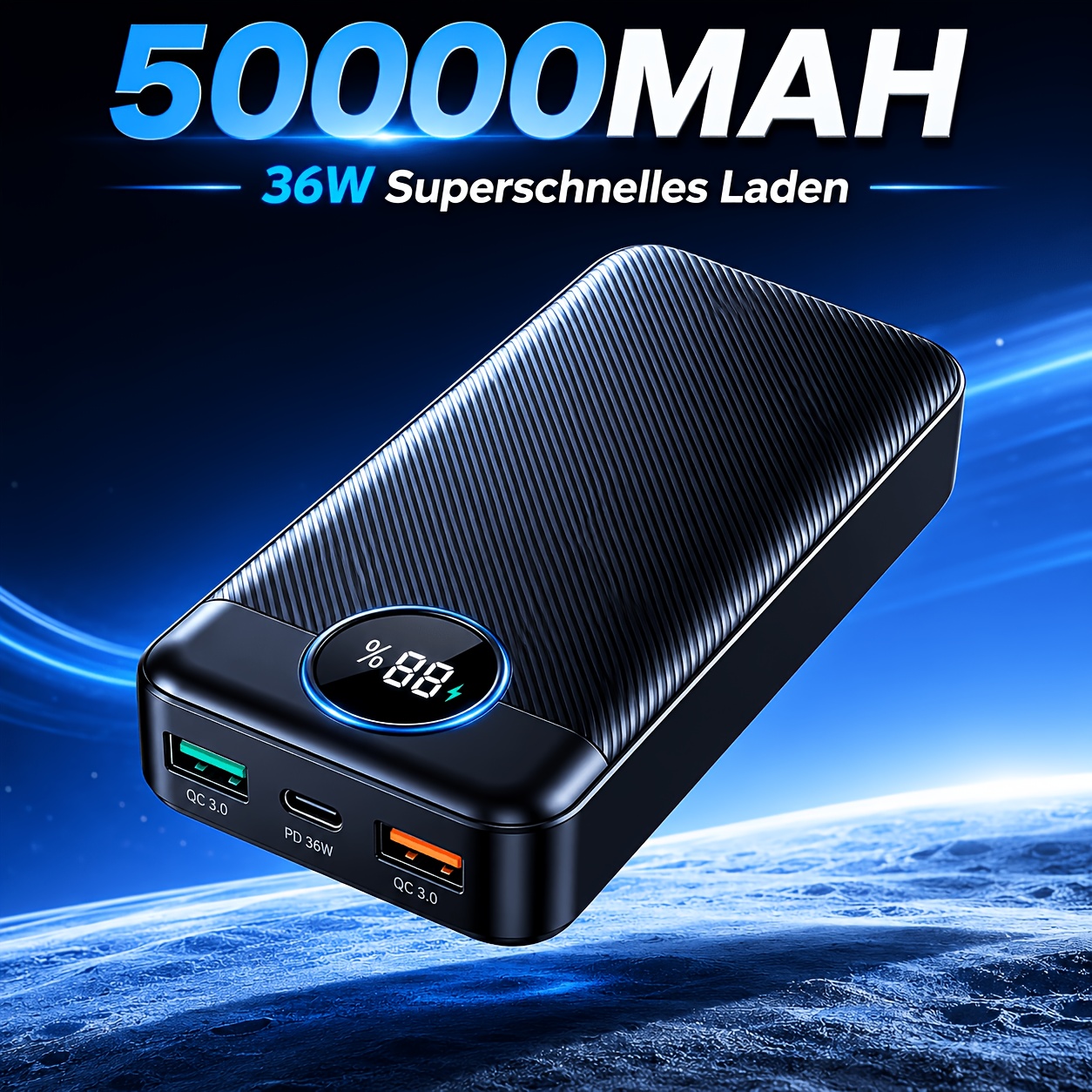 TEMU 50000mah 36w Power Bank For Professionals. Charge Your Phone, Tablet & Other Devices Ports. Lcd Display, Simple Button Control. Perfect For