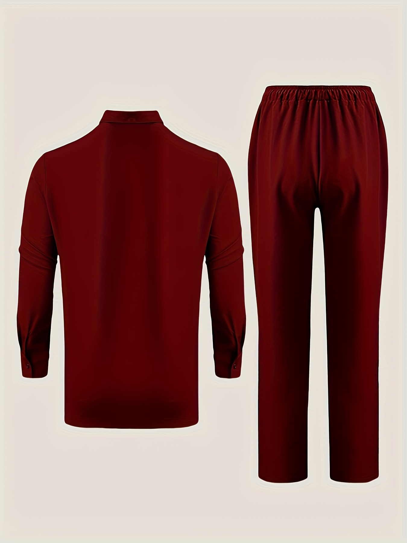 Men's Dashiki 2pcs Suit, Turn- Collar, Single-Breasted Button, Pocket Design Shirt, Drawstring Elastic Waist Long Pants, Suitable for Weddings, Dates, Birthdays, Parties, Celebrations, Commuting Office Men's Clothing