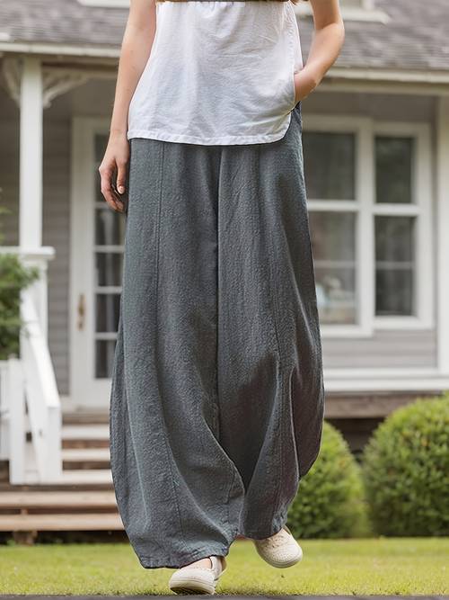 slant pockets lantern leg pants casual loose elastic waist pants for spring summer womens clothing