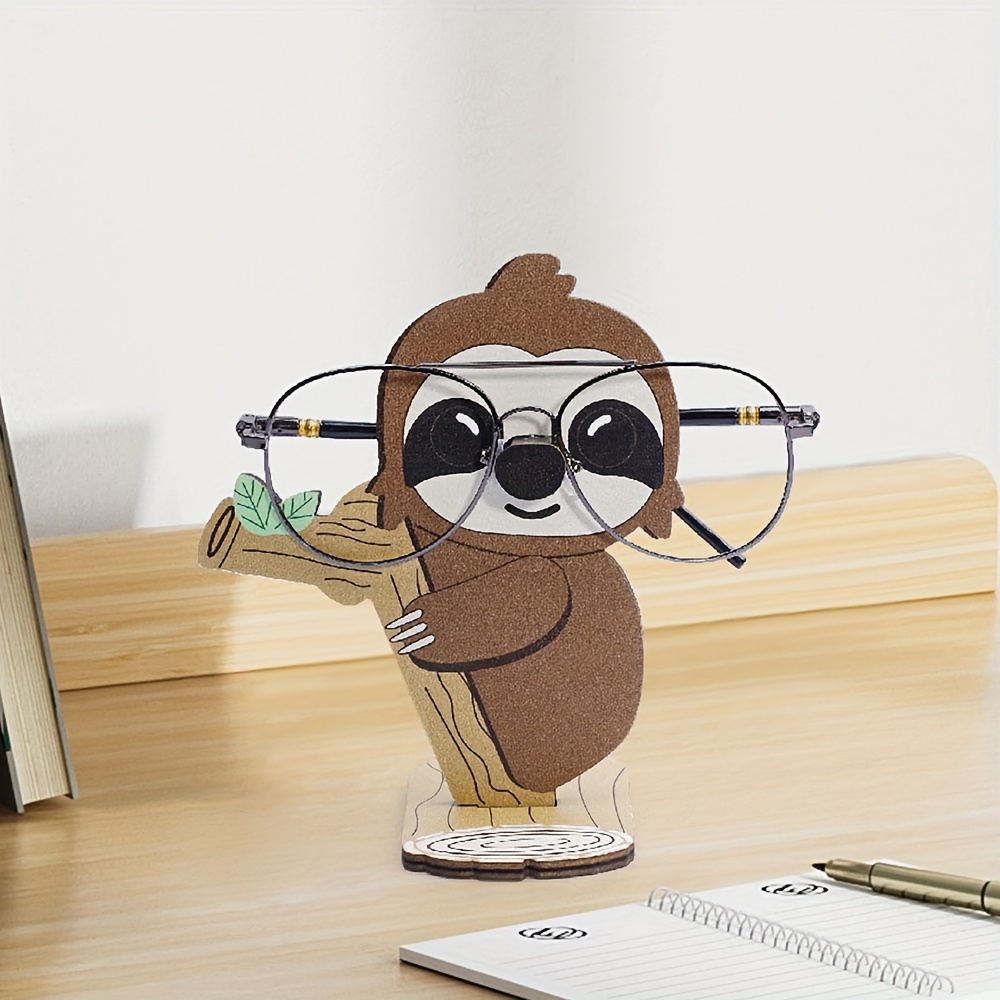 

1pc Sloth Wooden Glasses Holder - Cute Animal Eyewear Stand For Desk Or Nightstand Decor, No Metal Tube, Floor Standing Small Square Shelf, Utility Racks