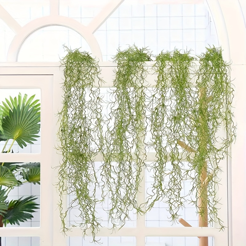 2 Pack Faux Greenery Moss For Potted Plants, Realistic Spanish Moss 